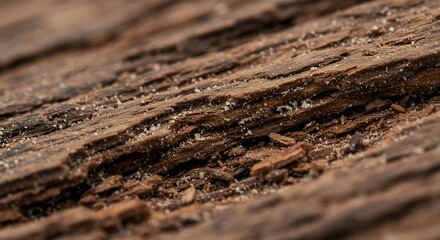 Extreme Close-Up of Decaying Wood Texture with Fine Powdery Substance