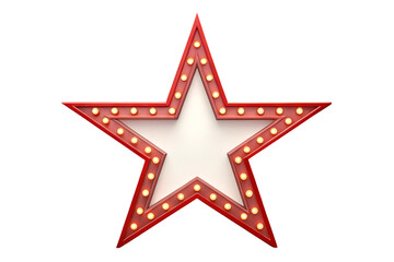 Red star sign with lights isolated on transparent background