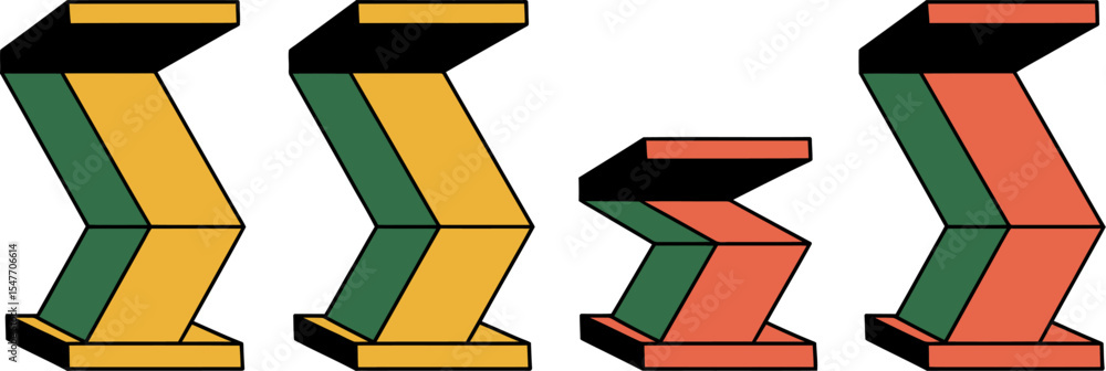 Poster geometric shapes illustration art deco style retro design abstract zig zag pattern colorful backgrou
