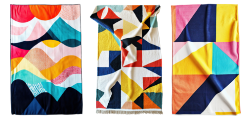 Colorful beach towel with geometric patterns