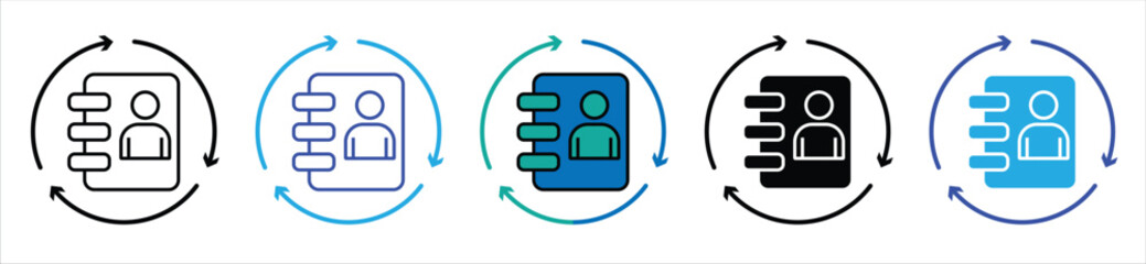 Contact Book Icon Set – Digital Address Directory and Profile Management Symbol