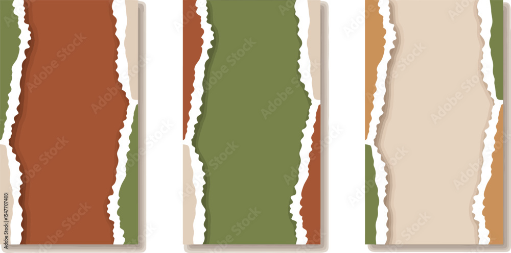 Poster torn paper edges background design for scrapbooking and creative projects with earth tone colors edi