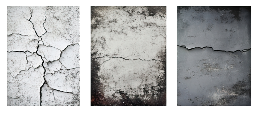 Cracked concrete textures in various tones with visible aging and wear