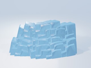 氷のような青くて艶のある粗めの3Dの岩壁