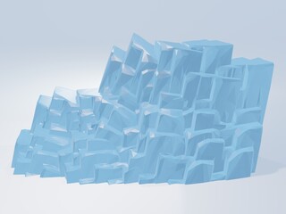 氷のような青くて艶のある粗めの3Dの岩壁