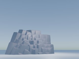 大きな岩の塊がある空間