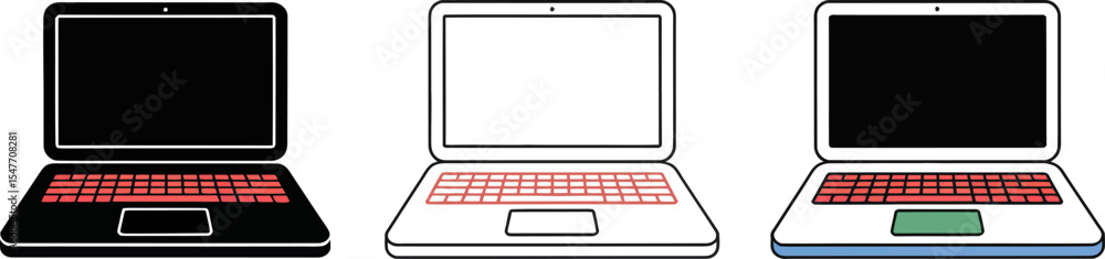 Poster laptop computer illustration vector graphic design for tech blog post and digital marketing content 