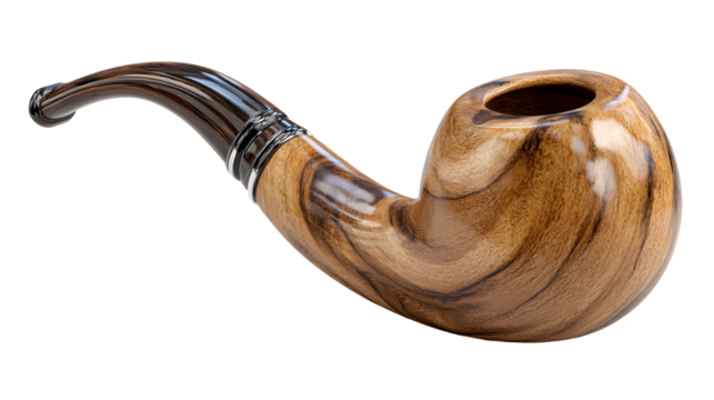 A wooden pipe with a black tip