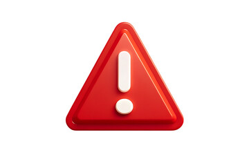 Red triangle exclamation mark icon isolated on transparent background