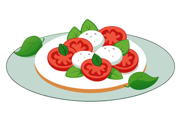 Fresh Caprese Salad Platter with Basil Leaves Design