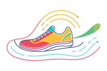 Jogging Shoes in Action with Track Lines Vector