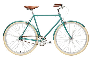 Obraz premium Teal vintage city bicycle isolated on transparent background