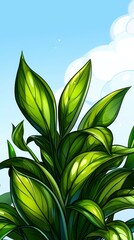 Vibrant Green Leaves Illustration Lush Foliage Artwork
