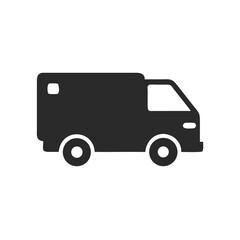 Side-View Silhouette of a Delivery Van – Minimalist Black Icon for Transport and Logistics