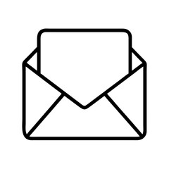 Simple vector drawing of an opened envelope with paper inside