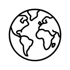 Simple Black and White World Globe Outline Illustration for Decoration