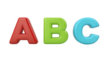 Colorful 3d abc letters isolated on transparent background