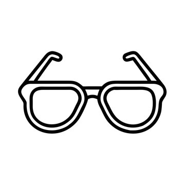 A simple black and white line art depiction of a pair of glasses