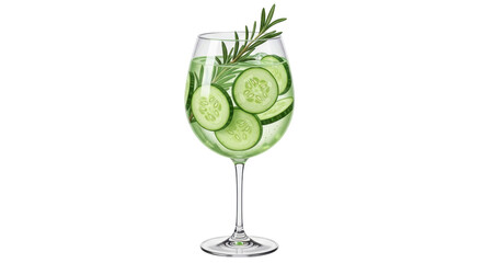 Isolated Gin and Tonic with Cucumber and Rosemary