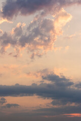 cumulus clouds on the sky blown by the wind. sundown stormy. cloudy weather meteorology background...