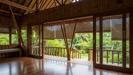 Serene Bamboo Interior with Tropical View