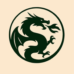 Black mythical Chinese dragon vector illustration with a heraldic tattoo pattern design