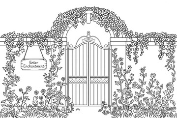 Ornate gate with floral embellishments, inviting entryway.

