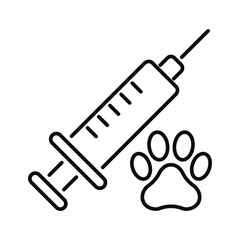Pet vaccination outline vector icon.