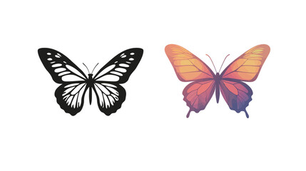 Detailed isolated butterfly on white background with open wings showing vibrant colors and intricate patterns, symbolizing nature, transformation, beauty, and freedom, ideal for use in environmental, 