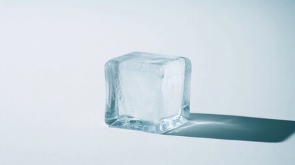 Obraz premium Clear ice cube on light background