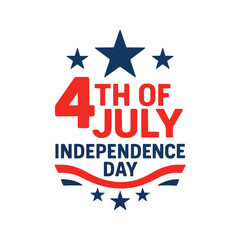 4th of July Independence Day vector badge with stars and stripes
