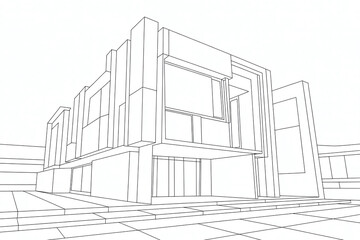 Architectural drawing of a modern building.
