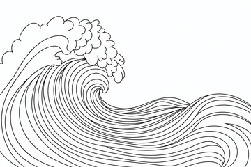 Powerful ocean wave, dynamic lines, serene energy.
