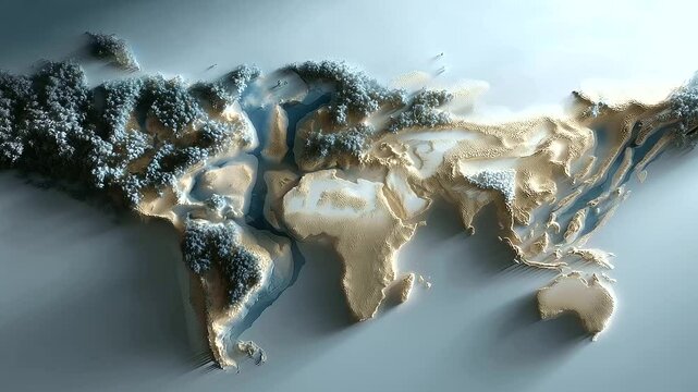 Hyperrealistic terrain model of the American continents_
