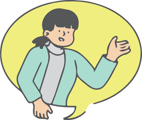Woman Explaining in Bubble – Teacher, Presenter, Female, Talk, Explain, Communication