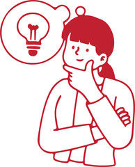 Boy Thinking with Light Bulb – Idea, Brainstorming, Creative, Decision, Concept, Thought