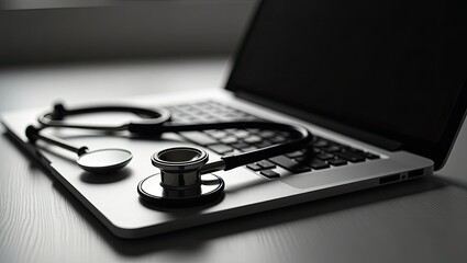 stethoscope on laptop