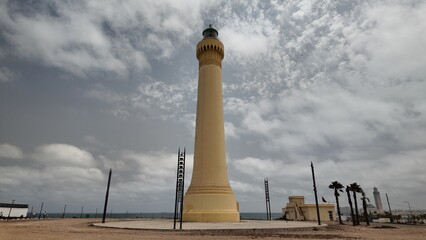 El Hank Lighthouse in Casablanca, Morocco – Iconic Coastal Landmark under Dramatic Sky June 21,...