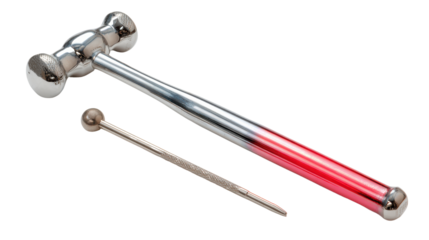 Metal hammer and nail on a white isolated background.