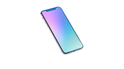 Modern smartphone with gradient screen on white isolated background.