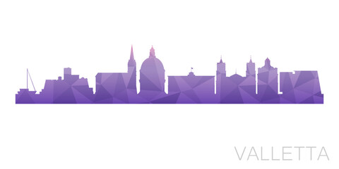 Valletta, Malta Low Poly Skyline Clip Art City Design. Geometric Polygon Graphic Horizon Icon. Vector Illustration Symbol.