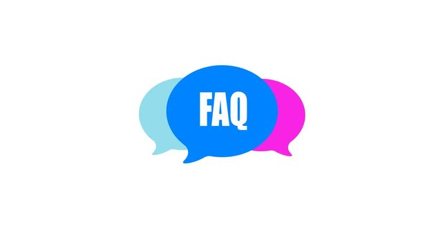 Frequently asked questions FAQ banner. Computer with question icons. Motion graphics Video 4k, transparent background,