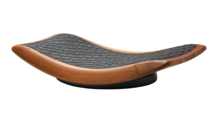 Stylish ergonomic wooden desk accessory on white isolate background.