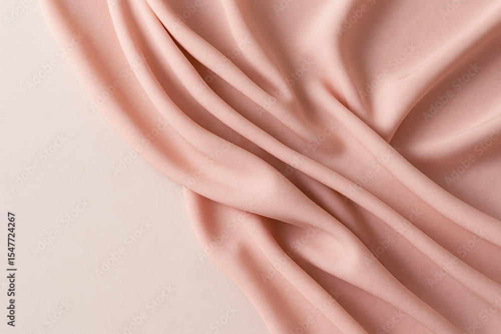 Poster soft peach fabric flows with elegance, presenting a simple, delicate compose ideal for backgrounds a