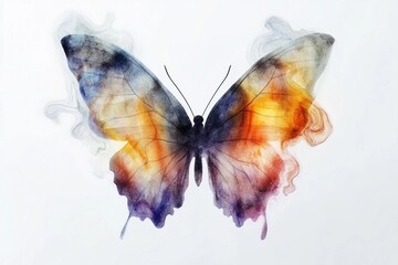 Watercolor butterfly with wings dissolving into air captures vibrant colors in motion