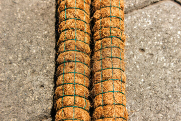 Coconut fiber trellis to help support climbing plants