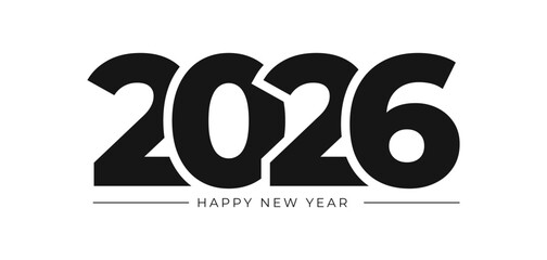 Happy New Year 2026. Typography for banner, cover, business diary, postcards, celebration and season decoration. Vector illustration isolated 