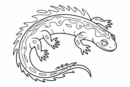 black and white newt drawing clip art preview