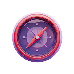 Stylized 3D Compass Illustration with Pink and Purple Colors on Transparent Background