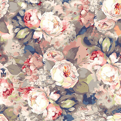 Art vintage abstract floral watercolor effect pattern soft colors